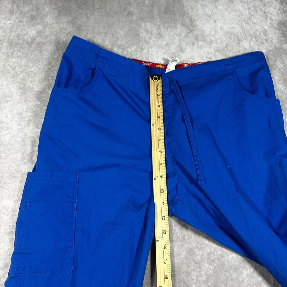 Dickies Mens Royal Blue Cargo Scrub Pants Medium Drawstring Utility Workwear